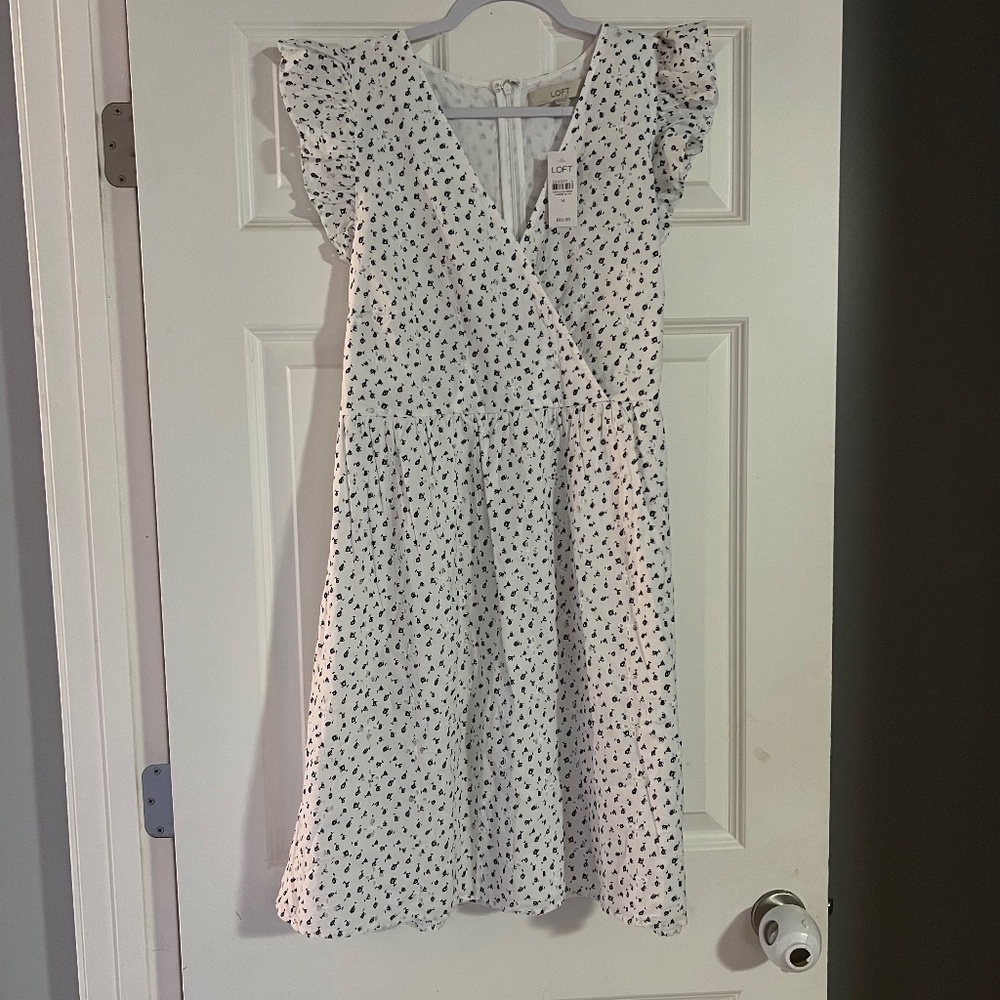 White and black dress LOFT NWT